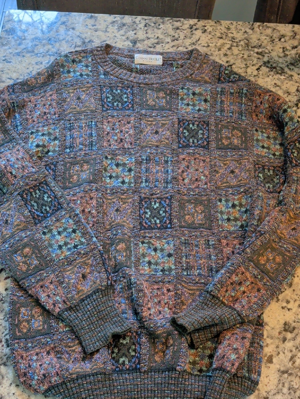 Gianni Bugli Milano Made In Italy-Patterned Crewneck Sweater - Men's